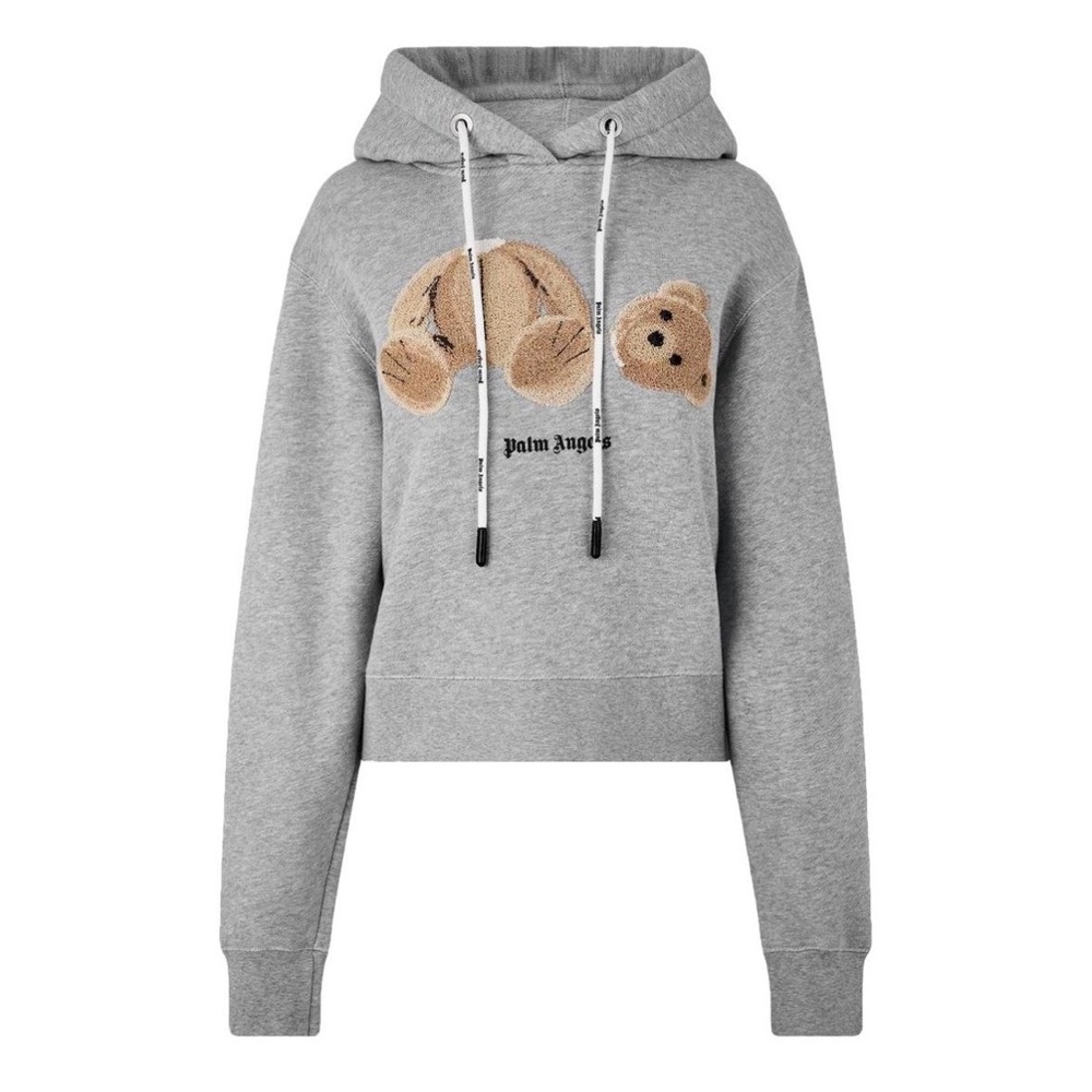 NEW $800 Palm Angels Grey Teddy Bear Cotton Knit Hoodie size XS AUTHENTIC - Picture 2 of 8